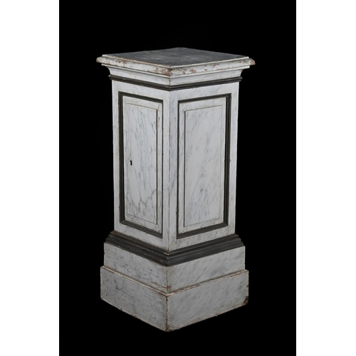 417 - A PAINTED SIMULATED MARBLE PEDESTAL CUPBOARDPROBABLY FRENCH, MID 19TH CENTURYWith single door to fro... 