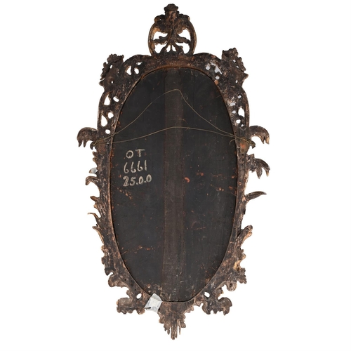 425 - A GEORGE III GILTWOOD OVAL WALL MIRROR CIRCA 1770, IN THE MANNER OF JOHN LINNELL 102cm high, 61cm wi... 