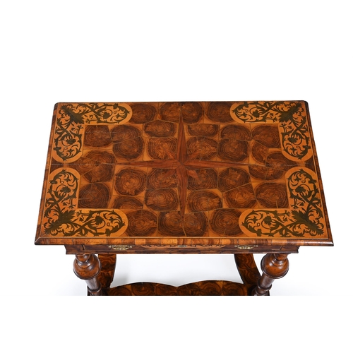 429 - AN OYSTER VENEERED AND MARQUETRY INLAID SIDE TABLE CIRCA 1680 AND LATER 75cm high, 85cm wide, 54cm d... 