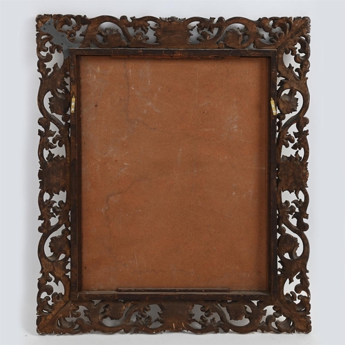 437 - A GILTWOOD WALL MIRROR IN FLORENTINE STYLE 19TH CENTURY  105cm high, 91cm wide