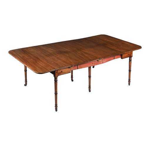 482 - A REGENCY MAHOGANY DROP LEAF EXTENDING DINING TABLE CIRCA 1820Extending with a concertina action, wi... 