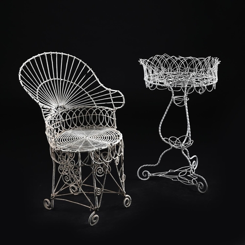 889 - A LATE VICTORIAN WIREWORK GARDEN CHAIRIN THE BRIGHTON PAVILION MANNER, CIRCA 1880 91cm high, 52cm wi... 