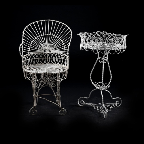 889 - A LATE VICTORIAN WIREWORK GARDEN CHAIRIN THE BRIGHTON PAVILION MANNER, CIRCA 1880 91cm high, 52cm wi... 