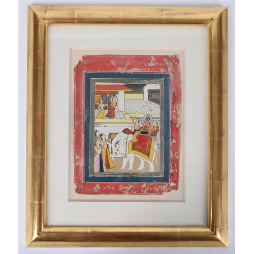 608 - INDIAN SCHOOL, JAIPUR19TH CENTURYINDRA ON AN ELEPHANT gouache with silver and gold paper25 x 19cm