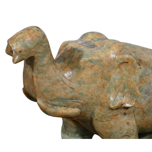 612 - A LARGE JADE ELEPHANT QING DYNASTY, CIRCA 19TH CENTURYapproximately 42cm high, 23cm wide, 51cm deepP... 