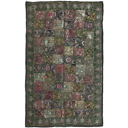 634 - AN INDIAN EMBROIDERED TEXTILE20TH CENTURYIncorporating hardstones to the design, the textiles approx... 