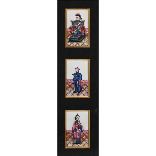 635 - TEN SMALL CHINESE PITH PAINTINGS 19TH CENTURYBrightly painted depicting ladies or gentlemen approxim... 