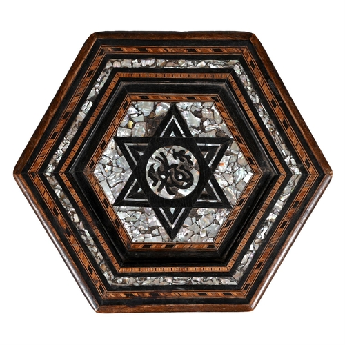 637 - Y AN OTTOMAN WALNUT, HARDWOOD AND MOTHER OF PEARL INLAID OCCASIONAL TABLESYRIA, LATE 19TH CENTURYThe... 