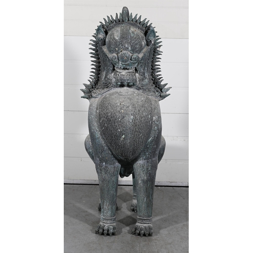 647 - A VERY LARGE PATINATED GARDEN MODEL OF A LION IN ASIATIC TASTE, 20TH CENTURY151cm highProvenance:Pri... 