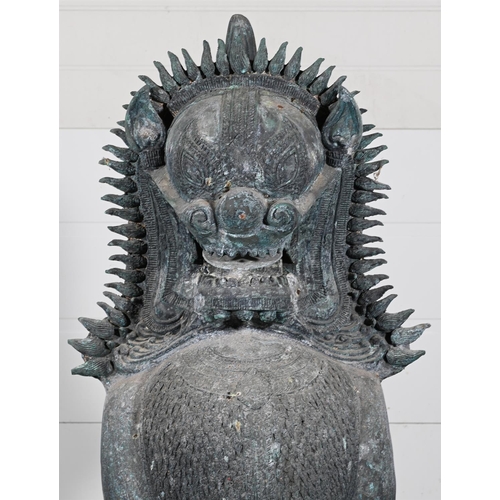 647 - A VERY LARGE PATINATED GARDEN MODEL OF A LION IN ASIATIC TASTE, 20TH CENTURY151cm highProvenance:Pri... 