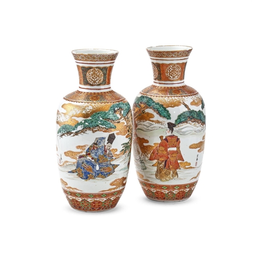 694 - A PAIR OF JAPANESE VASESLATE MEIJI OR TAISHO PERIODapproximately 41cm high, 20cm diameter