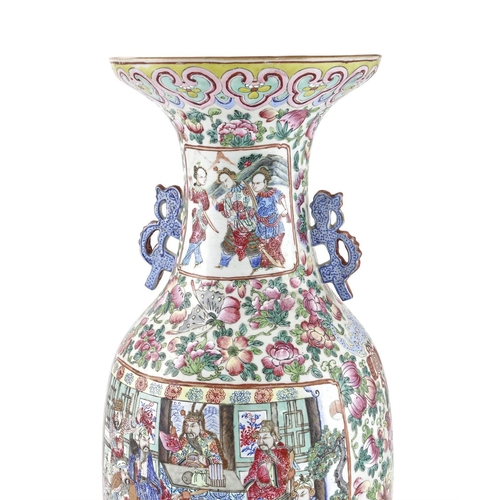 696 - A CHINESE FAMILLE ROSE TWO-HANDLED VASECANTON, LATE 19TH CENTURYDecorated to the exterior with four ... 