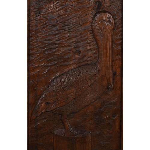 703 - TWO LARGE WOODEN PANELS WITH CARVED BIRDSthe larger, Imbuia panel by P.W. Lewis, approximately 170cm... 