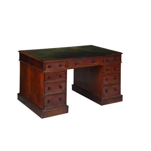 773 - A VICTORIAN MAHOGANY TWIN PEDESTAL DESK CIRCA 1860The tooled leather top above an arrangement of dra... 