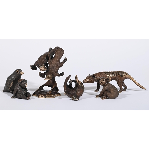 798 - A GROUP OF METAL MODELS OF AUSTRALIAN ANIMALS INCLUDING MARSUPIALS MODERN some signed the largest 15... 