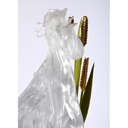 821 - A LARGE CLEAR AND FROSTED GLASS MODEL OF A ROOSTERPINO SIGNORETTO FOR MURANO, LATE 20TH CENTURYOn a ... 