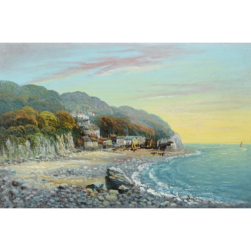 101 - RICHARD ALLAM (BRITISH 19TH CENTURY)HARBOUR SCENE; BEACH SCENEOil on canvasIndistinctly signed (lowe... 