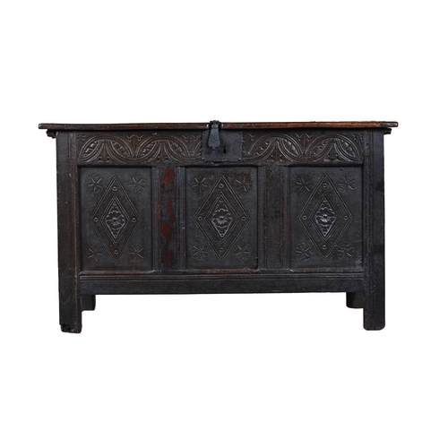 106 - A CHARLES II PANELLED OAK CHEST OR COFFER
CIRCA 1680
68cm high, 114cm wide, 54cm deep

Saleroom noti... 