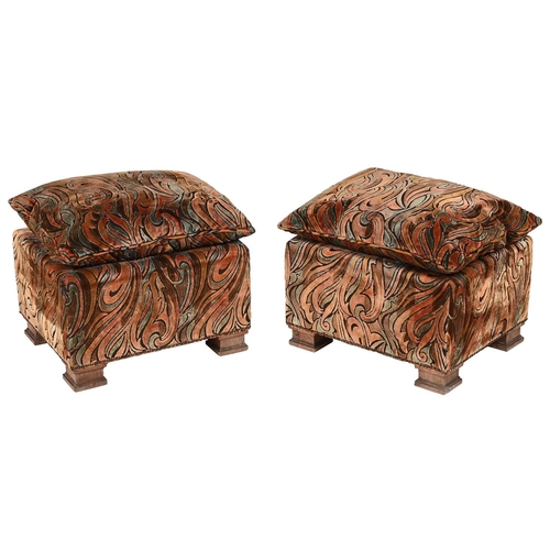 112 - A PAIR OF ITALIAN SOFAS AND STOOLS EN-SUITEIN ART DECO STYLE, SECOND QUARTER 20TH CENTURY The uphols... 