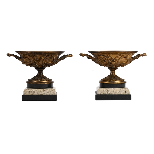 116 - A PAIR OF FRENCH ORMOLU TWIN HANDLED PEDESTAL DISHES BY HENRY PICARD, LATE 19TH CENTURY Stamped to u... 