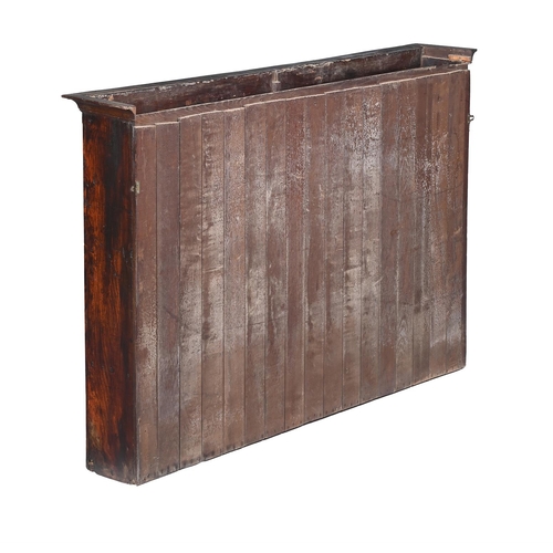 124 - A FLIGHT OF THREE ELM HANGING WALL SHELVES 18TH CENTURY100cm high, 148cm wide, 23cm deep