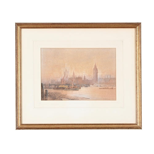 151 - FREDERICK EDWARD JOSEPH GOFF (BRITISH 1855-1931)WESTMINSTER, VIEW FROM THE THAMES Watercolour and pe... 