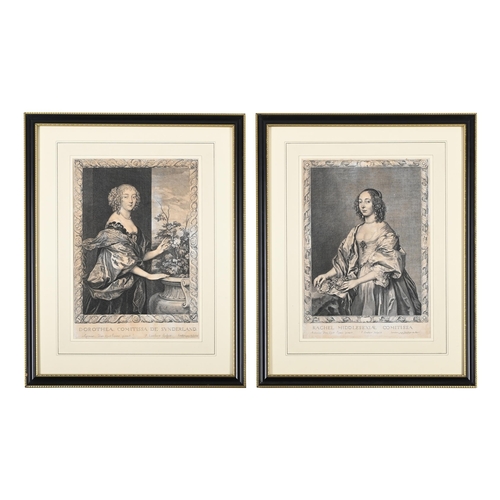 18 - AFTER ANTHONY VAN DYCKA SET OF TEN FRAMED PORTRAITS OF NOBLE LADIESEngraved by Pierre Lombart34.5 x ... 