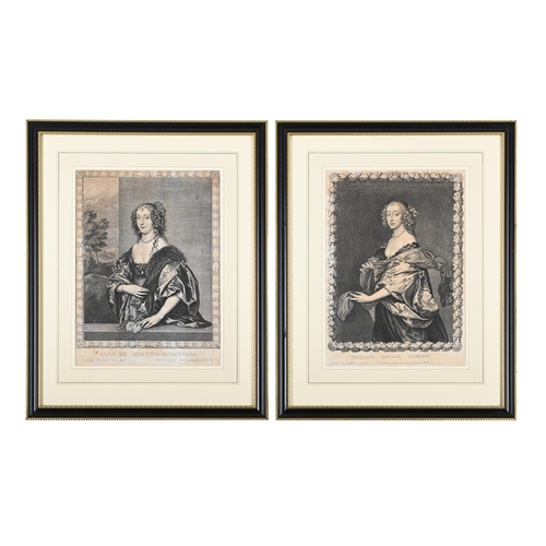 18 - AFTER ANTHONY VAN DYCKA SET OF TEN FRAMED PORTRAITS OF NOBLE LADIESEngraved by Pierre Lombart34.5 x ... 