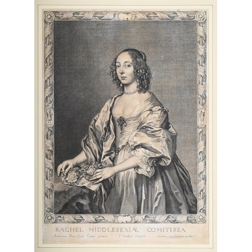 18 - AFTER ANTHONY VAN DYCKA SET OF TEN FRAMED PORTRAITS OF NOBLE LADIESEngraved by Pierre Lombart34.5 x ... 