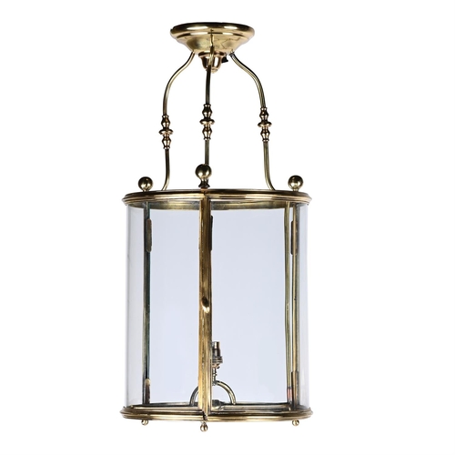 3 - A BRASS CYLINDRICAL HALL LANTERNCIRCA 1900Originally fitted for gas and converted to electricity68cm... 