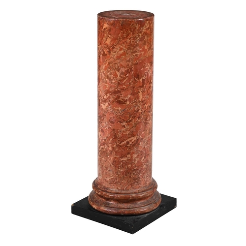 30 - A SCAGLIOLA PEDESTAL COLUMN LATE 19TH OR EARLY 20TH CENTURY On a later ebonised plinth base 112.5cm ... 