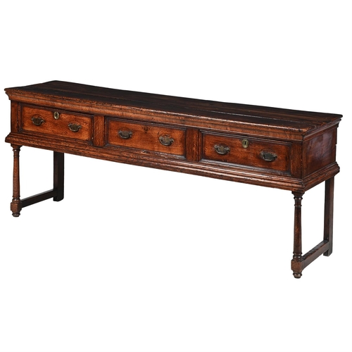 4 - A GEORGE II OAK DRESSER BASECIRCA 174078cm high, 188cm wide, 48cm deep