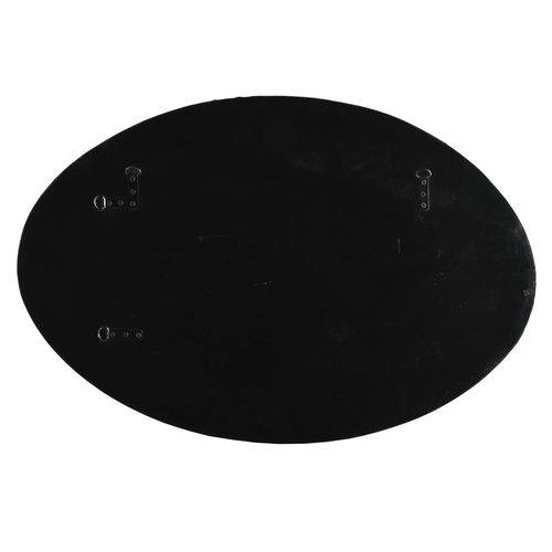 60 - AN OVAL CONVEX MIRROROF RECENT MANUFACTURE The thin outer frame with a black flock surface 91cm high... 