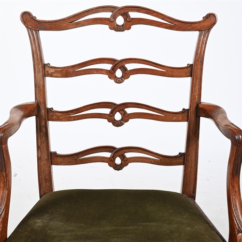 90 - A SET OF TWELVE MAHOGANY LADDERBACK DINING CHAIRSIN GEORGE III STYLE, 20TH CENTURYTo include a pair ... 