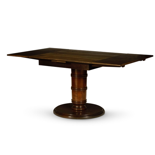 6 - A BESPOKE OAK DRAW-LEAF TABLE BY SIBYL COLEFAX & JOHN FOWLERThe crossbanded extending top on a centr... 