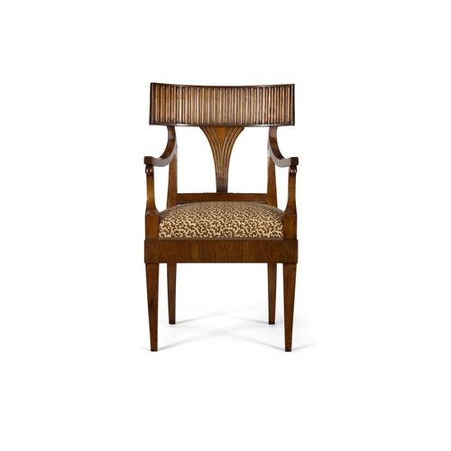 89 - A WALNUT OPEN ARMCHAIR ITALIAN, FIRST HALF 19TH CENTURYWith Sibyl Colefax & John Fowler 'seaweed bei... 