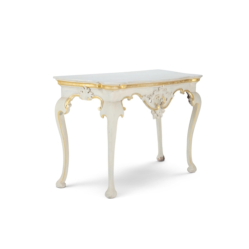 77 - A CREAM AND PARCEL GILT SERPENTINE SIDE TABLEEARLY 20TH CENTURY, IN THE LOUIS XV STYLERedecorated 81... 