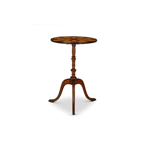 79 - A PAINTED FAUX MARQUETRY AND OAK TRIPOD TABLE ENGLISH, MID 19TH CENTURY AND LATER  The circular tilt... 