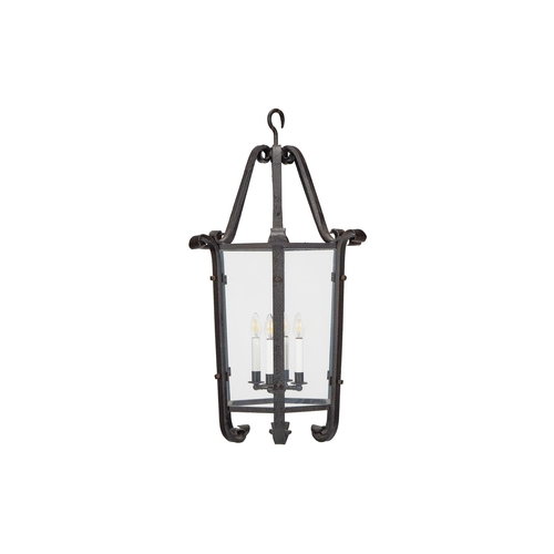 107 - A PATINATED WROUGHT IRON HEXANGONAL LANTERNPOSSIBLY SPANISH, MID 20TH CENTURYFitted for electricity9... 