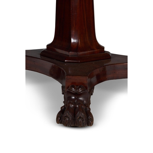 119 - A WILLIAM IV MAHOGANY PEDESTAL TABLE SECOND QUARTER 19TH CENTURYThe oval top above a spreading base ... 