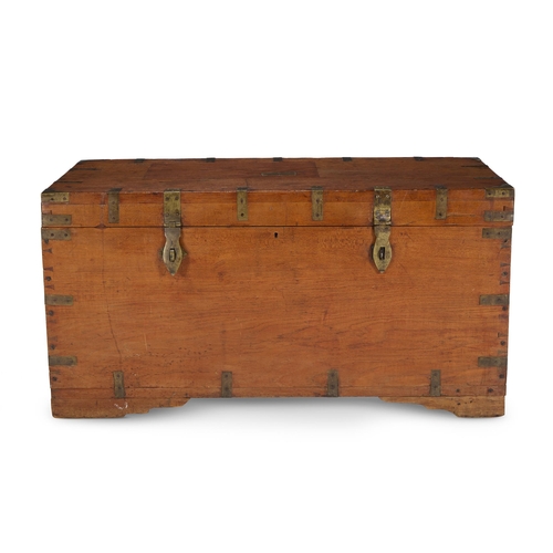 139 - A BRASS BOUND TEAK CHEST INDIAN, 19TH CENTURY62cm high, 120cm wide, 59cm deep