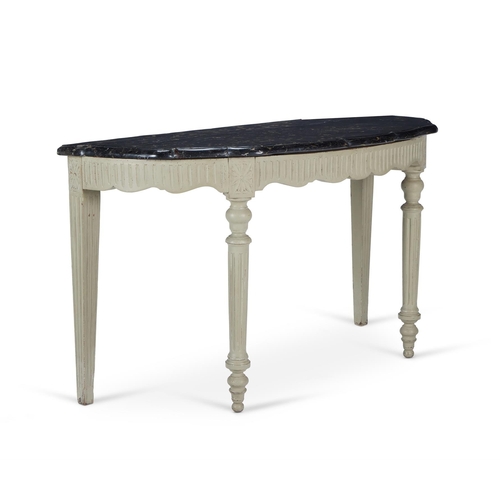 166 - A GREY PAINTED CONSOLE TABLE 19TH CENTURY, OF NEO-CLASSICAL DESIGN With an associated serpentine sha... 