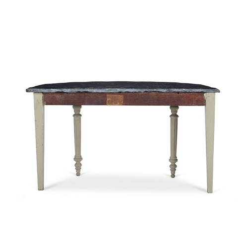 166 - A GREY PAINTED CONSOLE TABLE 19TH CENTURY, OF NEO-CLASSICAL DESIGN With an associated serpentine sha... 