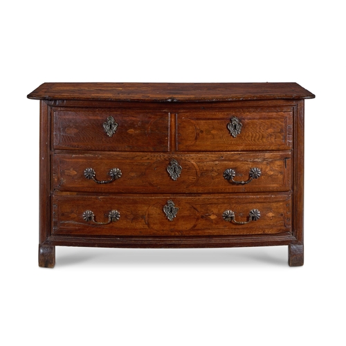 186 - AN INLAID OAK CHEST OF DRAWERS FRENCH, 18TH CENTURYWith serpentine top, two short and two long drawe... 