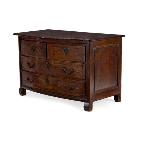 186 - AN INLAID OAK CHEST OF DRAWERS FRENCH, 18TH CENTURYWith serpentine top, two short and two long drawe... 