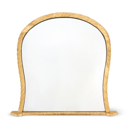 195 - A GILTWOOD OVERMANTLE MIRRORENGLISH, MID 19TH CENTURYWith arched rope twist frame102cm high, 108cm w... 