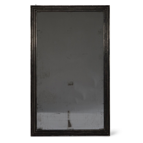 204 - A SILVERED AND EBONISED WALL MIRROR LATE 20TH CENTURY165cm high, 100cm wide, 4cm deep