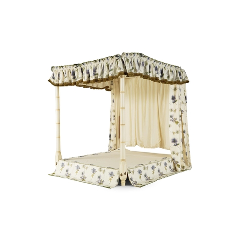 209 - A CREAM PAINTED, FAUX BAMBOO FOUR POSTER BEDBY SIBYL COLEFAX & JOHN FOWLERDressed with Jean Munro 'S... 