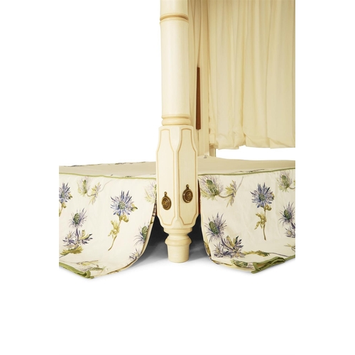 209 - A CREAM PAINTED, FAUX BAMBOO FOUR POSTER BEDBY SIBYL COLEFAX & JOHN FOWLERDressed with Jean Munro 'S... 