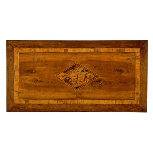 22 - A FRUITWOOD, WALNUT AND MARQUETRY INLAID SIDE TABLEITALIAN, LATE 18TH CENTURYWith a drawer  75cm hig... 